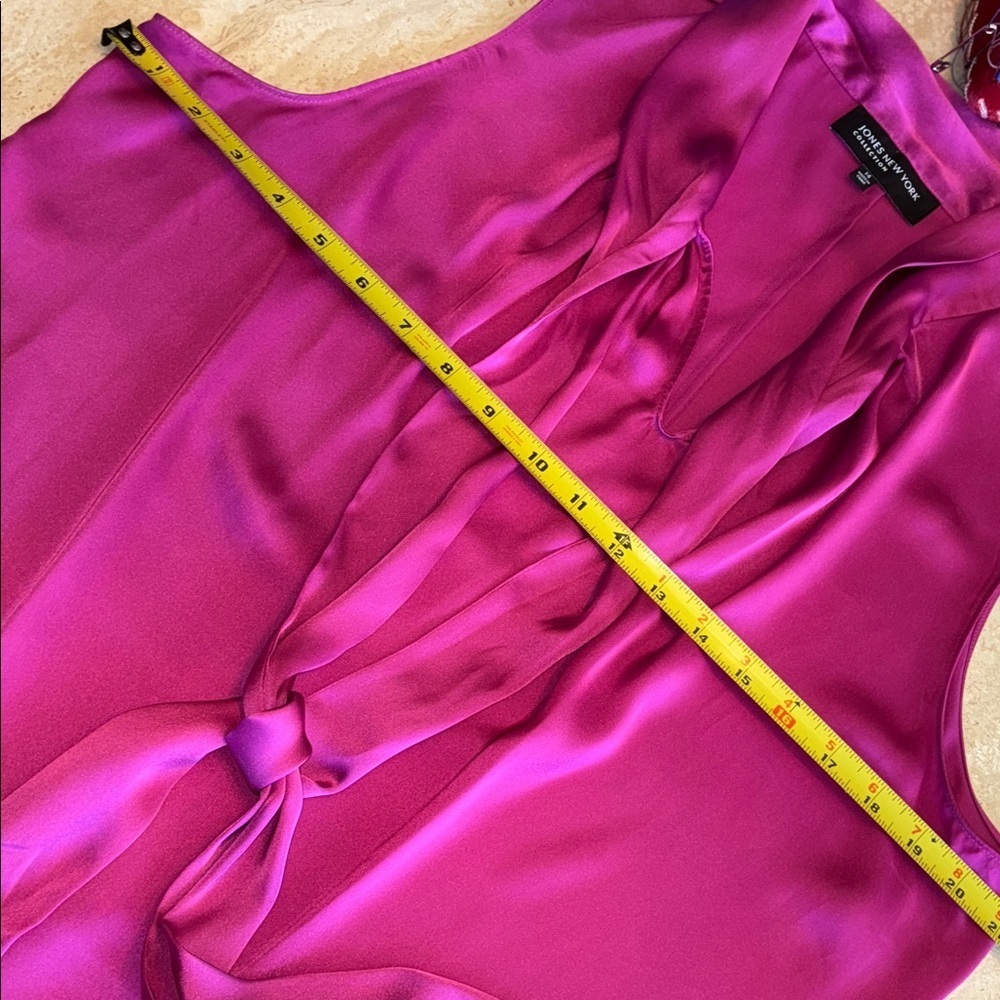 Jones New York's blouse womens 14, hot pink, Sleeveless, Long Neck Ties. EUC - Picture 12 of 17